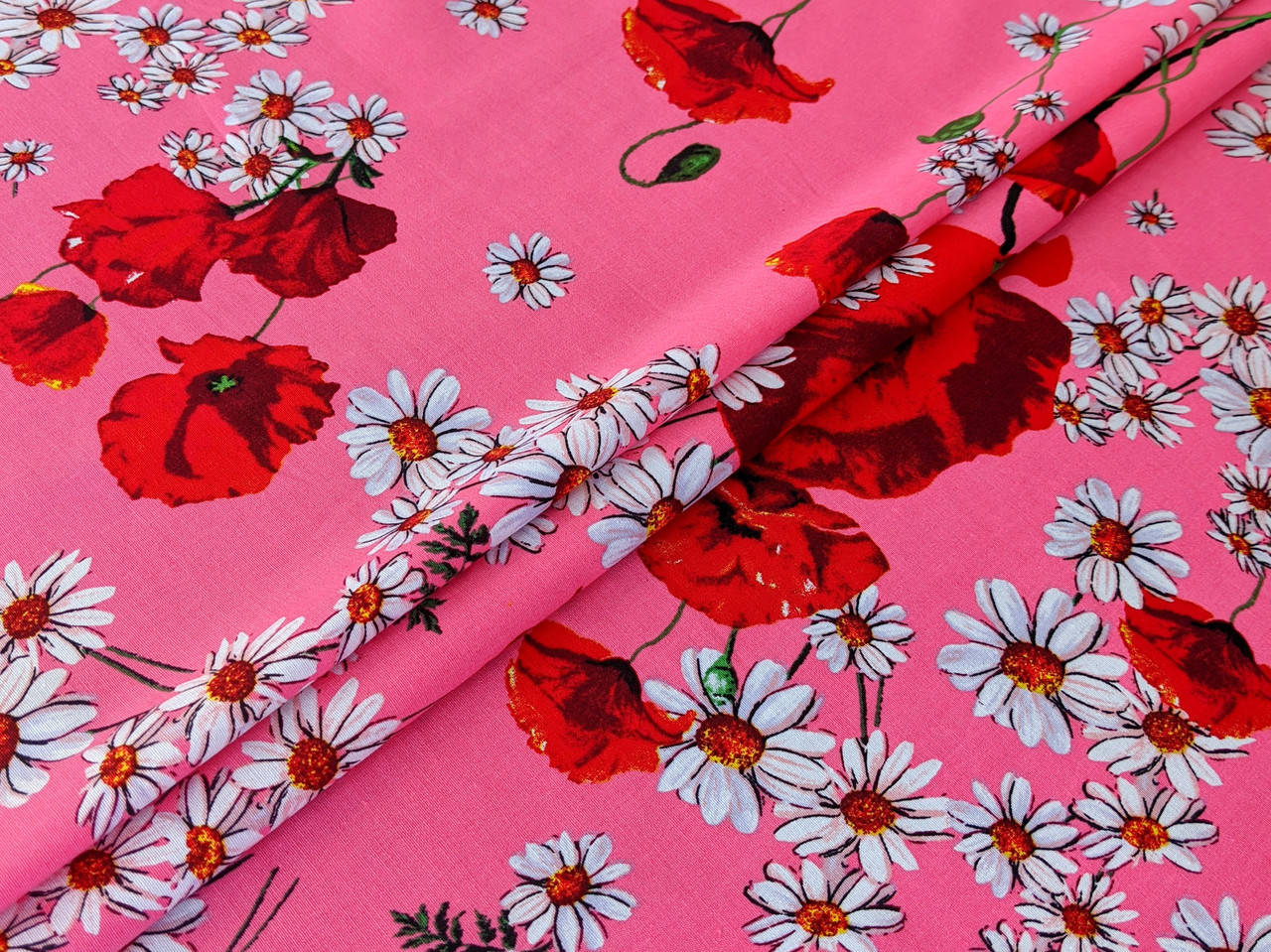 

Коттон стрейчевый рисунок цветочный дуэт, персиковый