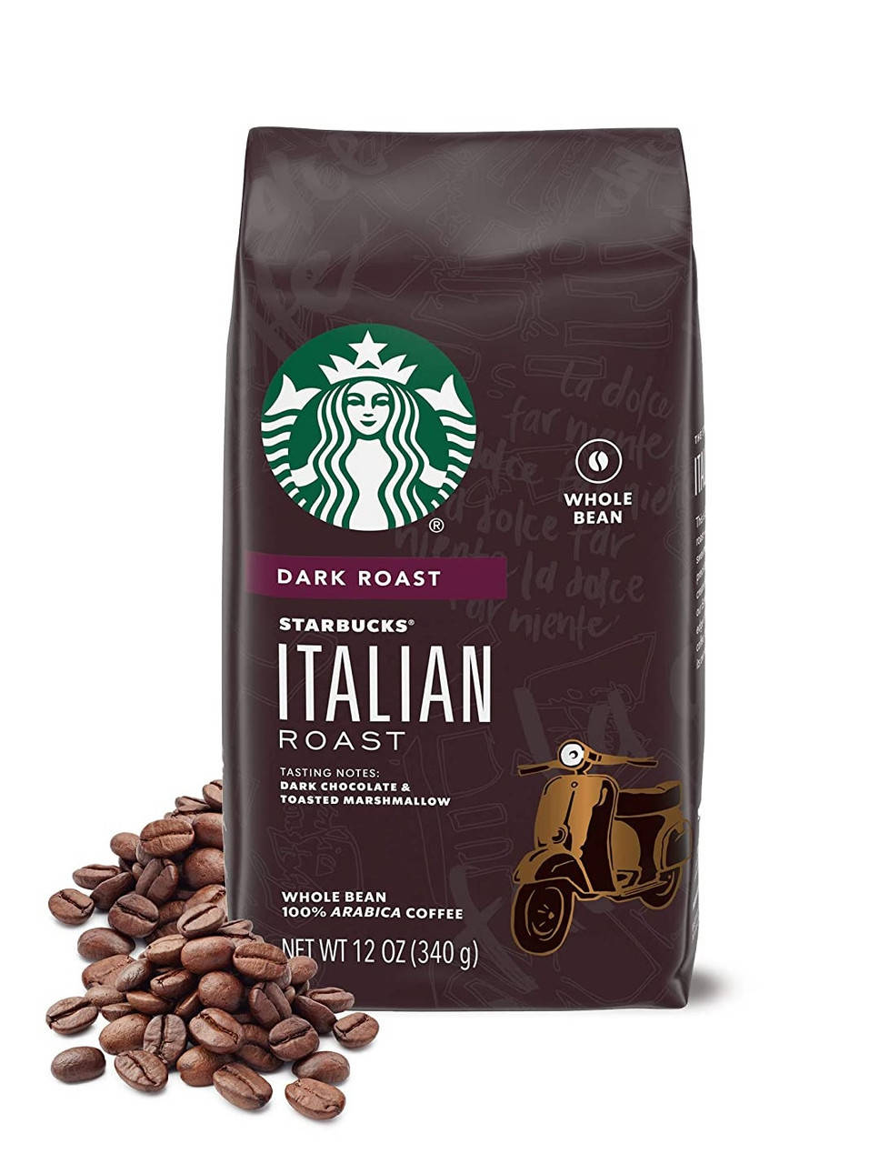 

Кофе зерновой Starbucks Italian Roast Dark Roast Whole Bean Coffee, 340g