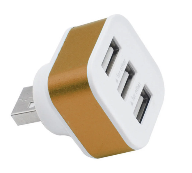 

USB Hub (ЮСБ хаб) для зарядки - 3 порта - золотой