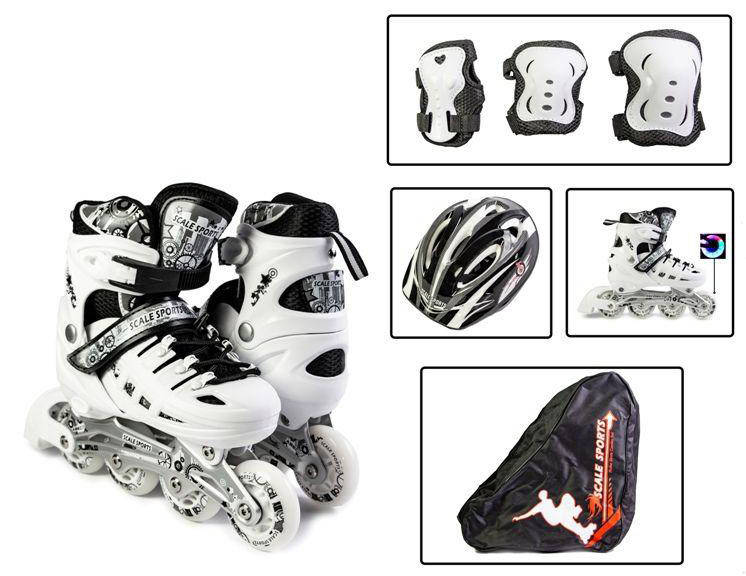 

Детские Ролики + Шлем + Защита Scale Sport Белый цвет размер 29-33