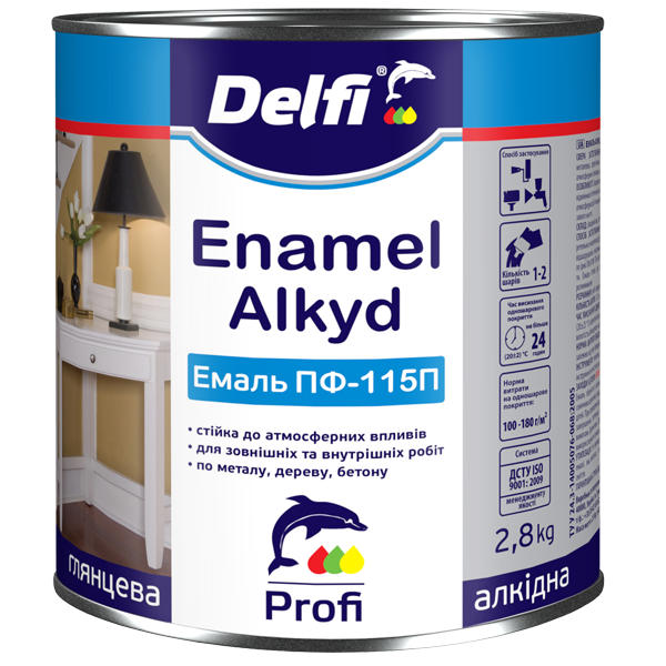 

Емаль алкідная ПФ-115 П Delfi 2.8кг