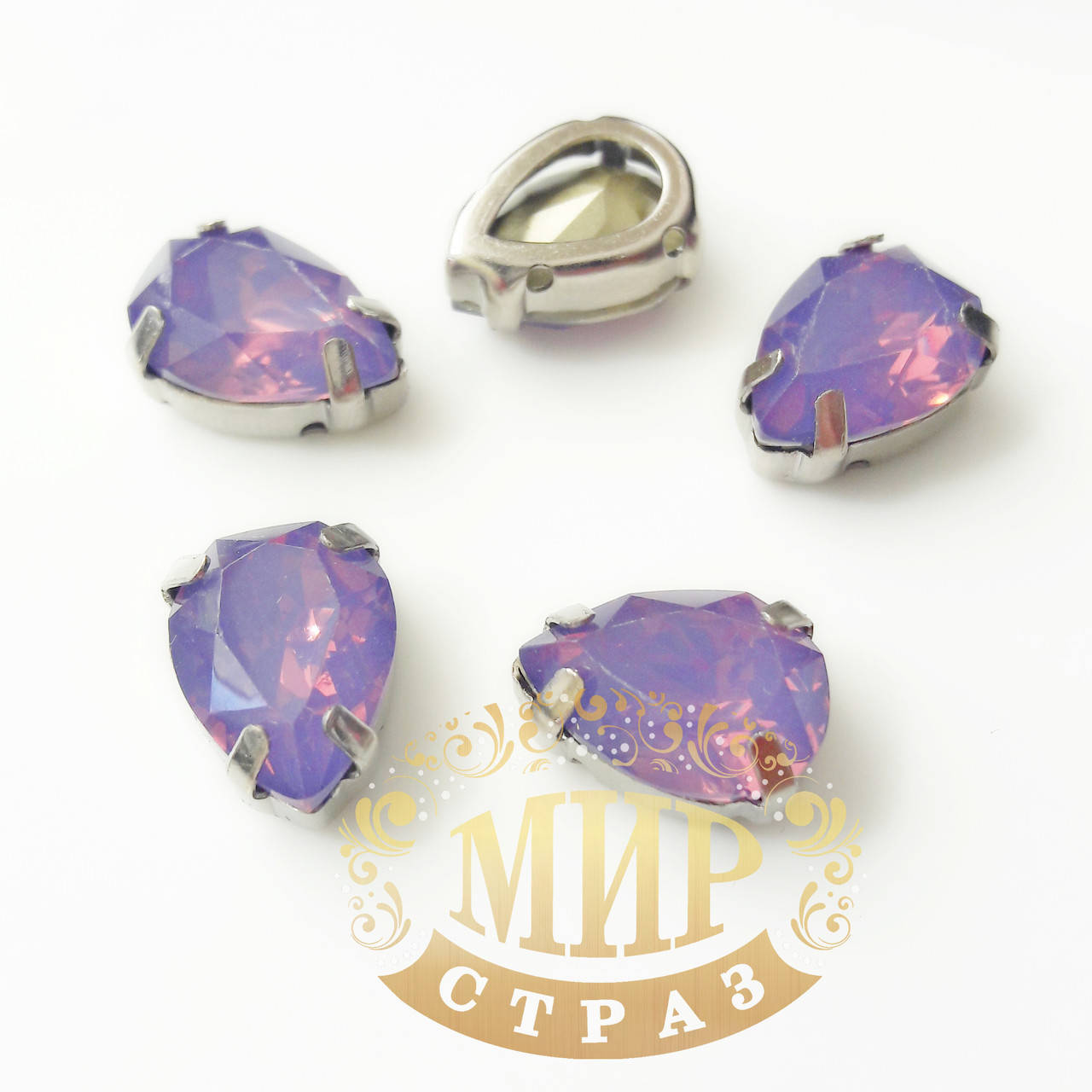 

Опаловые капли 10x14, в улучшенных серебряных цапах, Цвет Lt Purple Opal