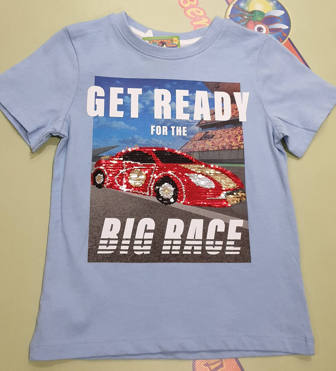 

Трикотажная футболка для мальчика с пайетками