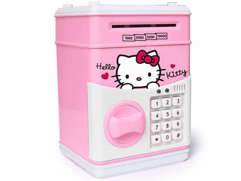 

Детская сейф-копилка с кодовым замком Хелло Китти Розовая, Розовый