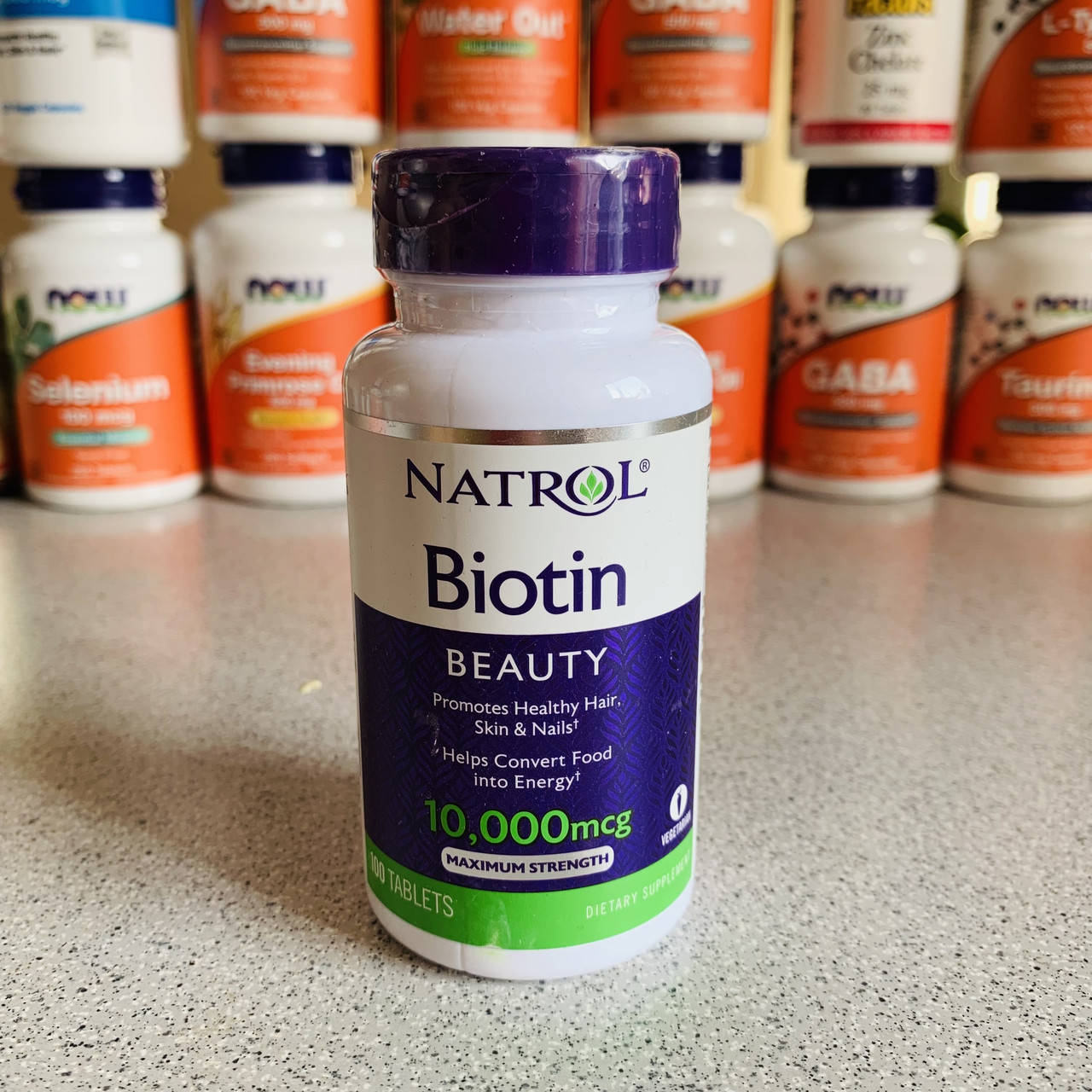 

Natrol, биотин, максимальная сила действия, 10 000 мкг, 100 таблеток