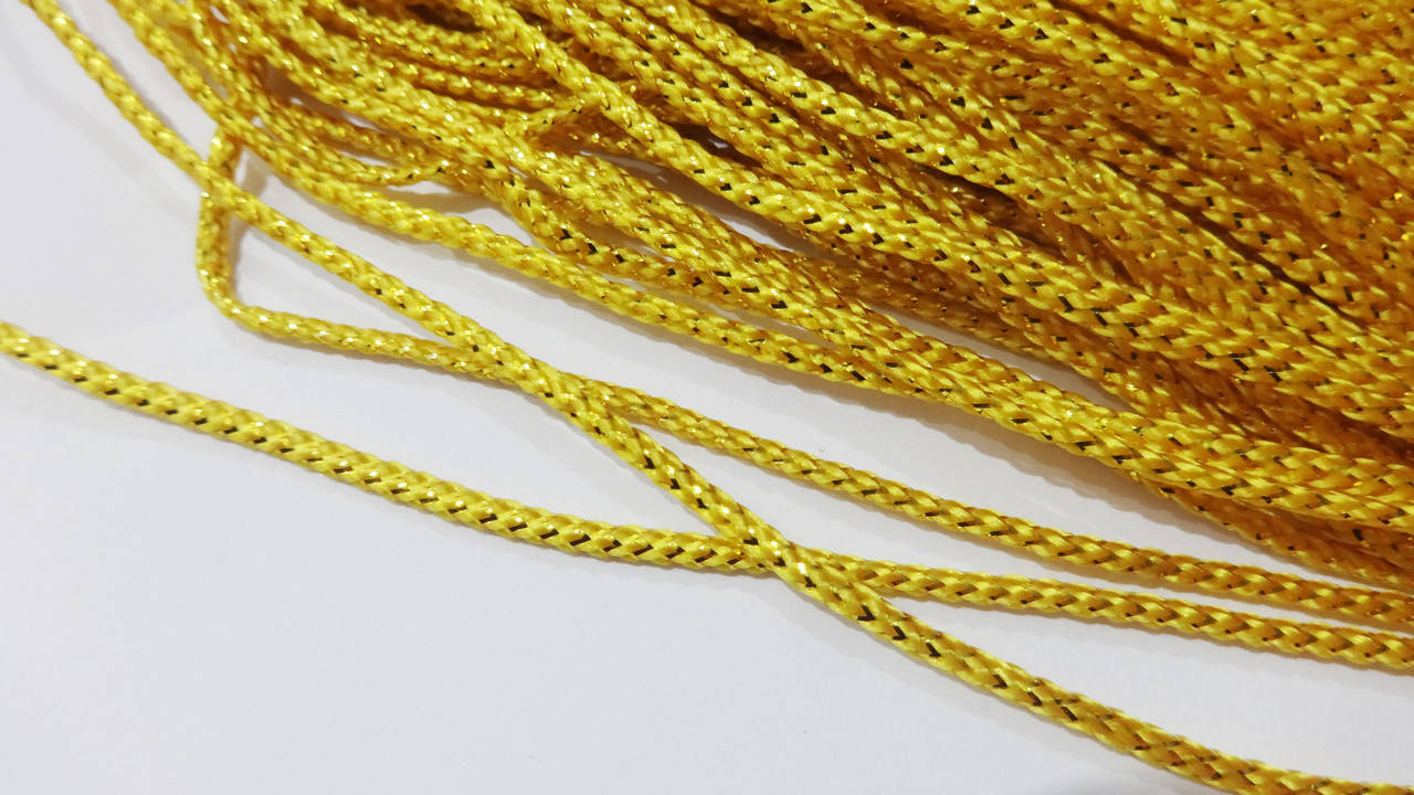 

Шнур с люрексом 2,5 мм желтый/золото плоский, Золотистый
