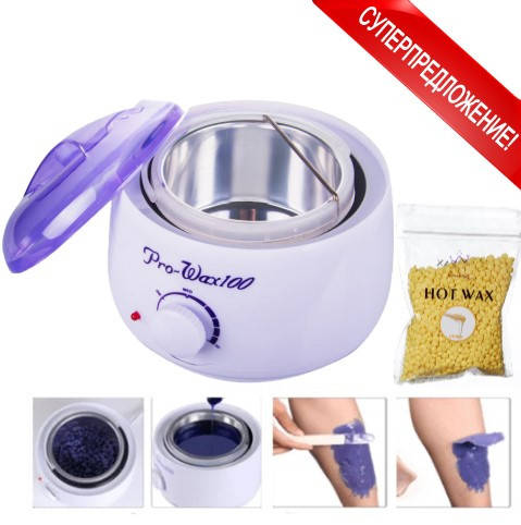 

Набор Воскоплав баночный с терморегулятором WH-001 Pro-Wax100 + Воск Hot Wax 100г