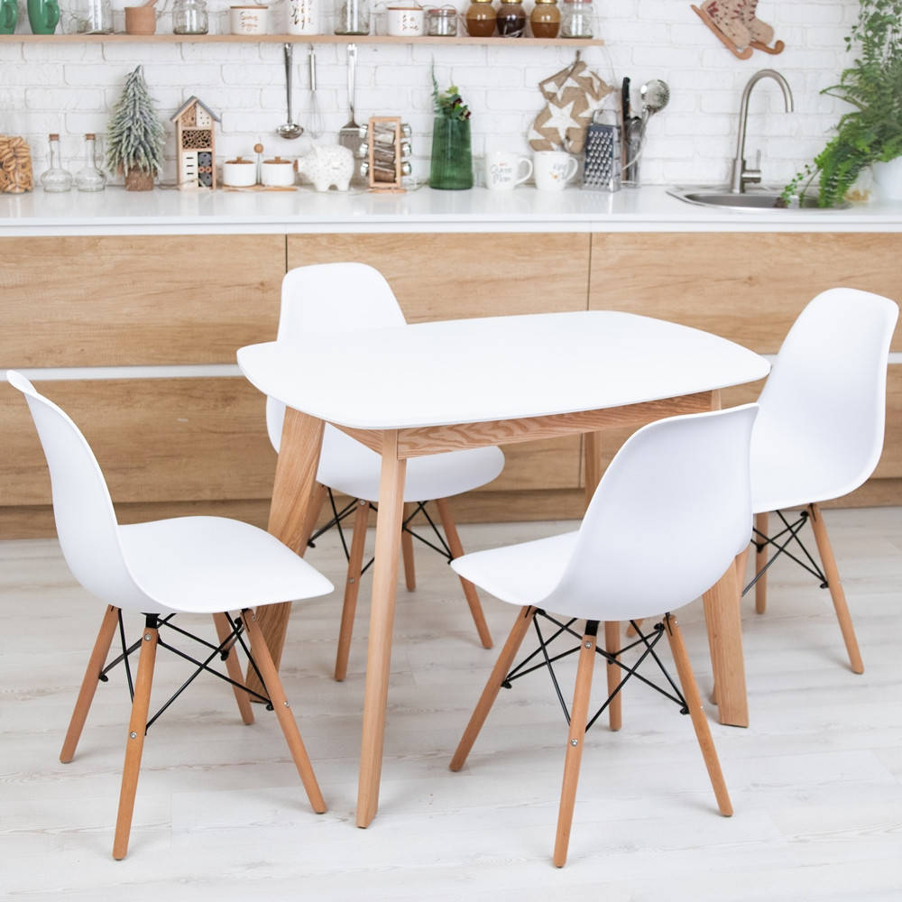 

Комплект кухонной мебели Wood Light Винцензо 100 белый прямоугольный стол + 4 стула