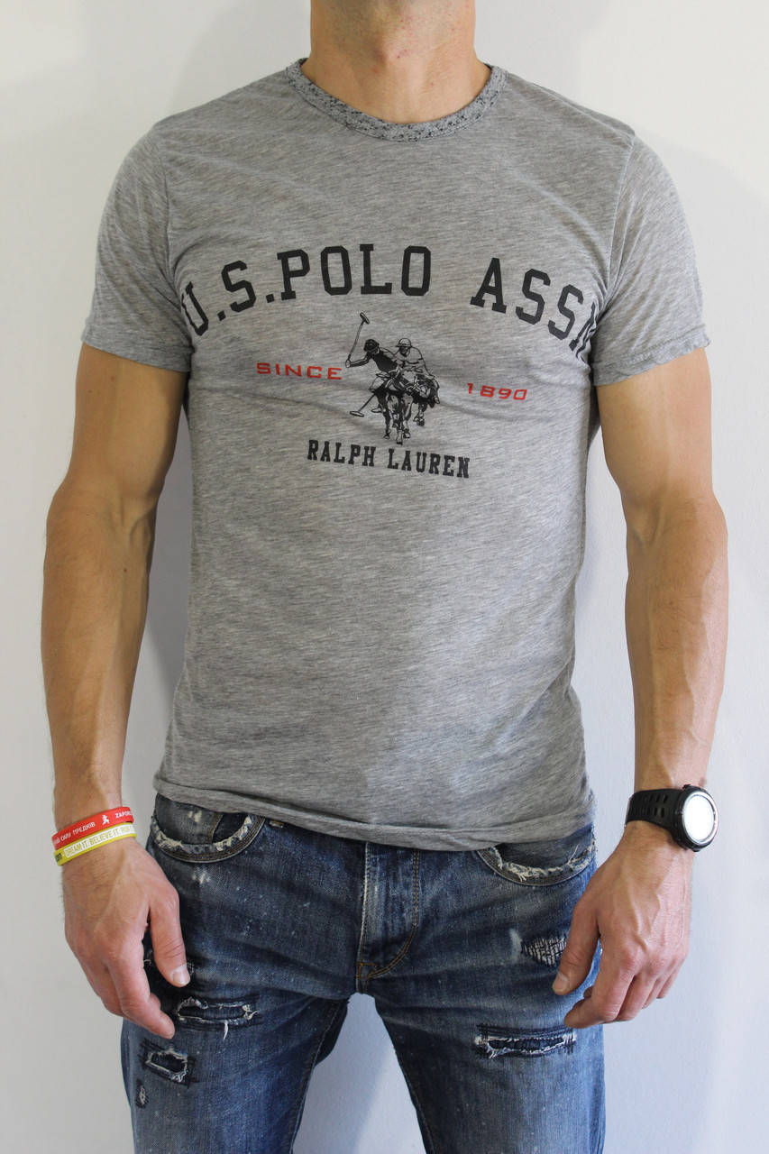 

Футболка мужская поло светло-серая