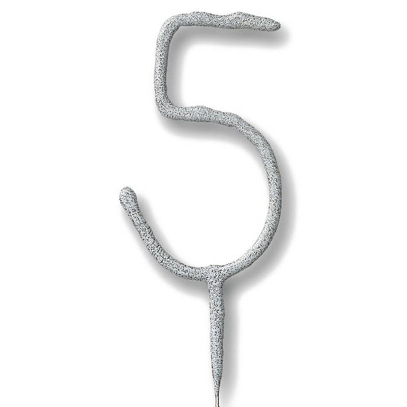 

Свеча бенгальская цифра 5 серебро