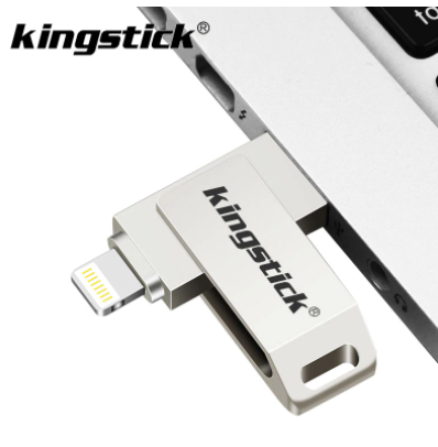 

Флешка металлическая 64ГБ 2в1 USB-Lightning для Apple iPhone, iPad, iPod, компьютера Kingstick 64GB OTG, Светло-серый