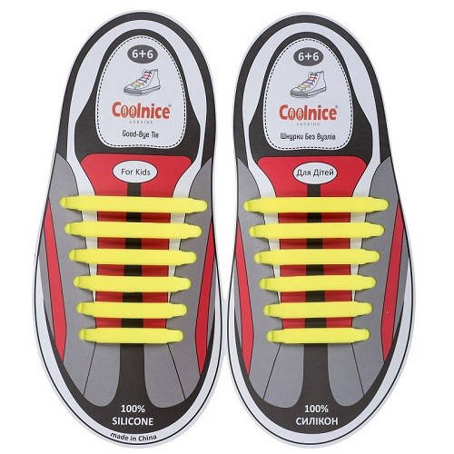 

Силиконовые шнурки Coolnice желтые (6+6) 12 шт./комплект