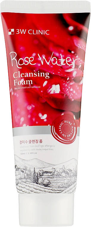 

Очищающая пенка для лица с розовой водой 3W Clinic Rose Water Cleansing Foam, 100 мл