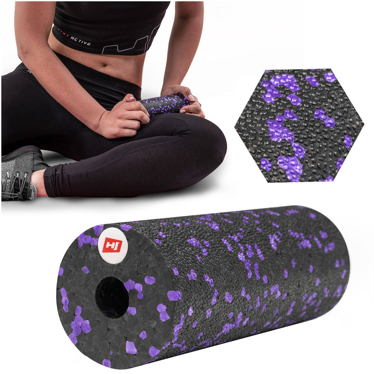 

Мини массажный ролик валик Hop-Sport 15 см violet/black для точечного масажа