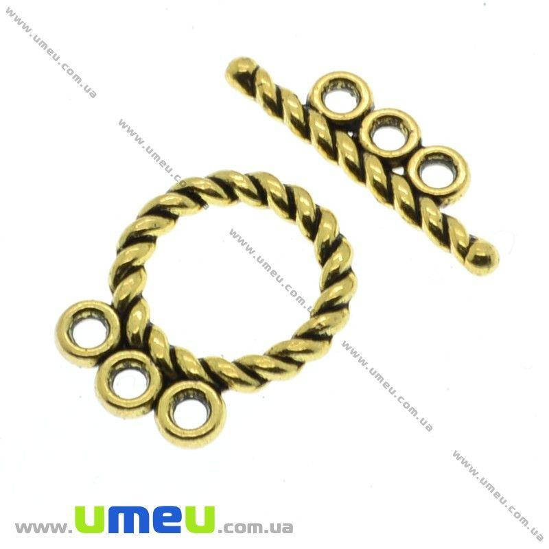 

Тогл на три отверстия, Античное золото, 16х12 мм, 1 шт (ZAM-004810)