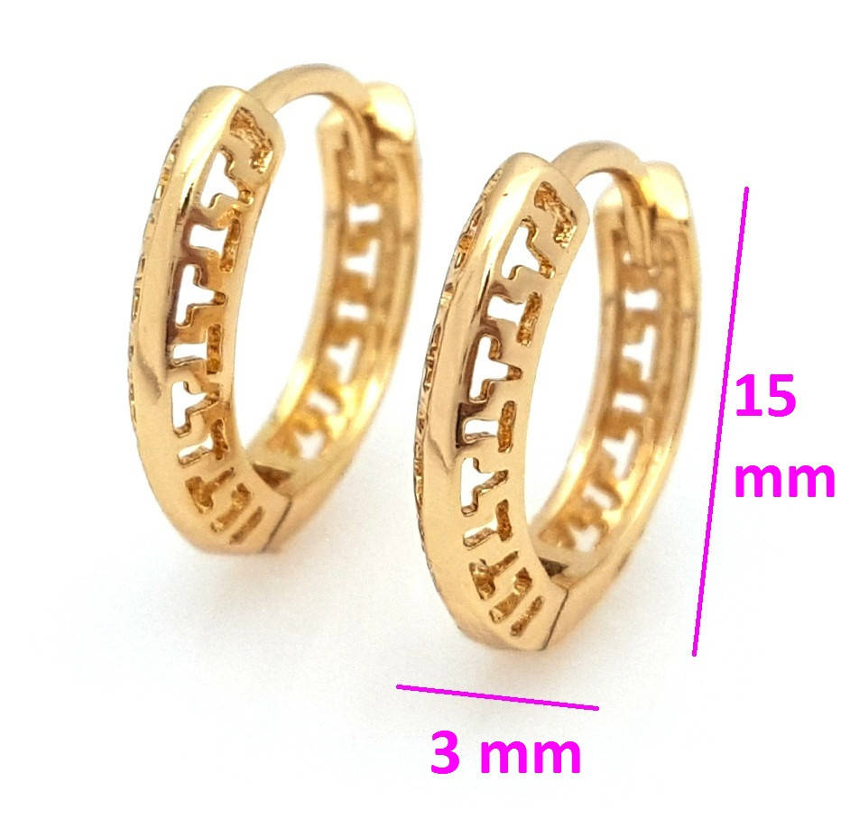 

Серьги мед.золото, колечки "Греция", без камешков, позолота Xuping, 18К