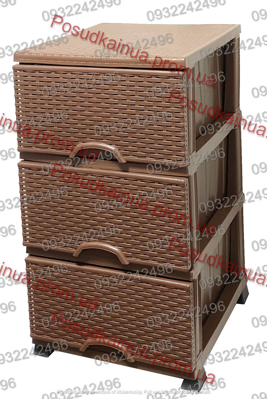 

Пластиковый комод Ротанг шоколадный 3 ящика Elif Wicker 296-4