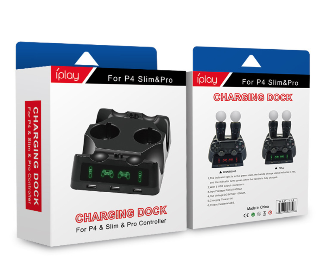 

Зарядная док-станция IPLAY 4 в 1 для DualShock 4 и PS Move (PS4)