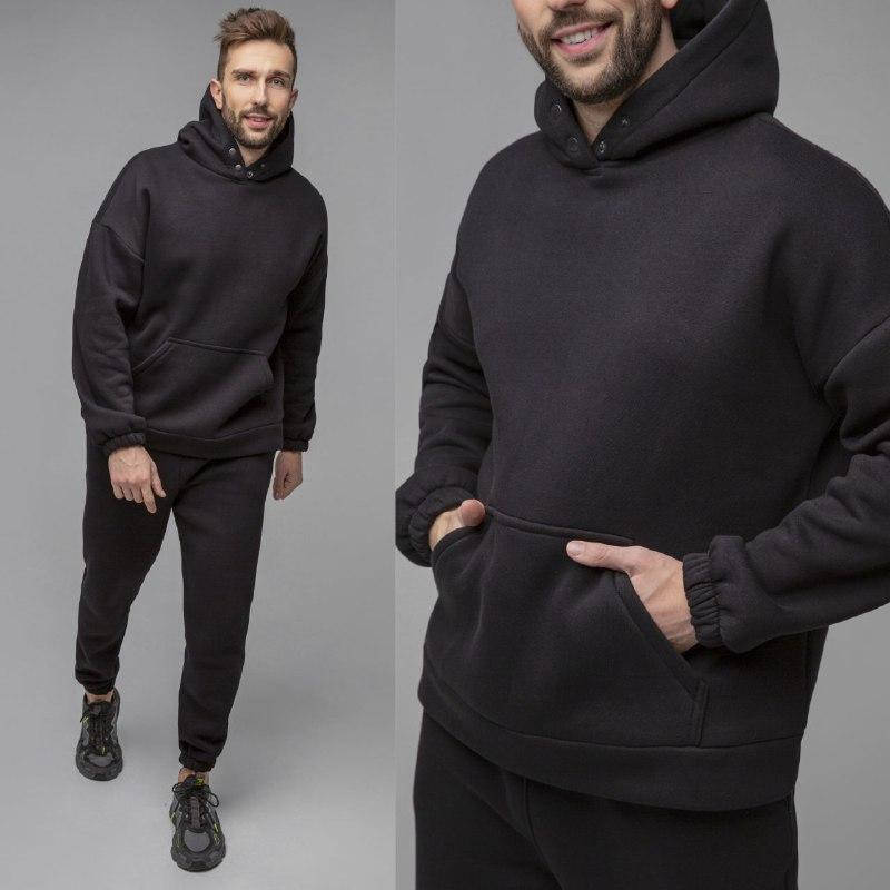 

Мужской парный спорт костюм качественная трехнить Турция на флисе черный 44-46.