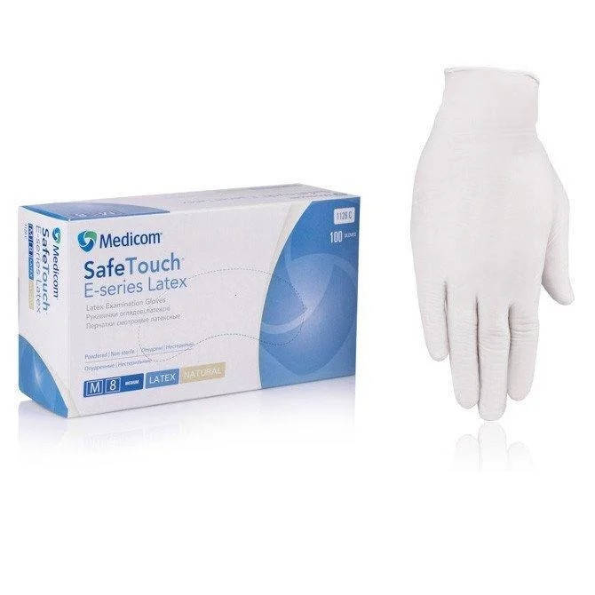 

Перчатки Safe-Touch E-Series латексные опудренные размер  100шт/уп, Белый