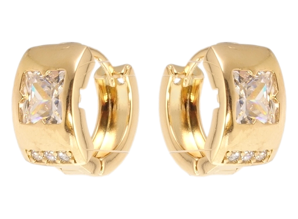 

Серьги Xuping Позолота 18K колечки "Цветочный орнамент с вставкой циркония"