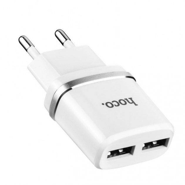 

СЗУ блок 5V/2.4A 2USB C12 white Hoco Гарантия 6 месяцев, Белый