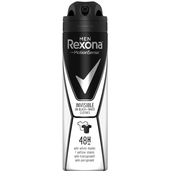 

Дезодорант-антиперспирант для мужчин Rexona Невидимый на черном и белом, 150 мл