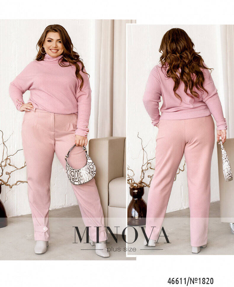 

Роскошный брючный костюм Ткань Трикотаж-ангора+Полушерсть 50, 52, 54, 56, 58, 60 размер 50 52, Пудровый