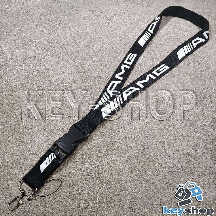 

Шнурок на шею (черный) для ключей с карабином и логотипом Mercedes AMG (Мерседес АМГ)