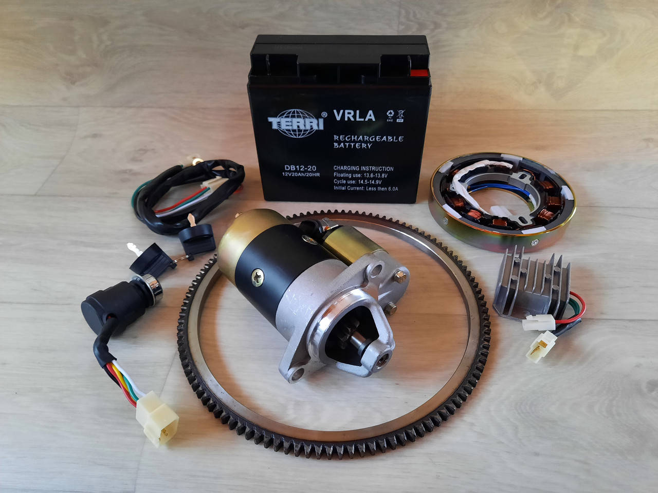 

Комплект для переоборудования мотоблока под электростартер (полный). Для дизельного 6 л.с. двигателя 178F.