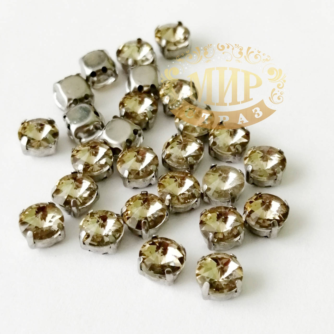 

Стразы в цапах риволи, 6мм, цвет Lt Col Topaz, 1шт, Черный