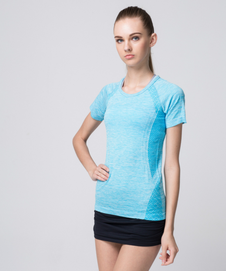 

Спортивная Футболка Для Тренировок с Текстурной Вязкой Меланж, 4 Цвета голубой, L