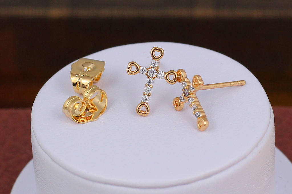 

Серьги гвоздики Xuping Jewelry крестики 1,2 см золотистые