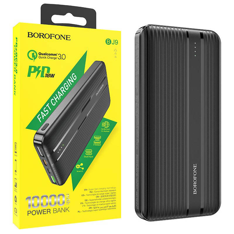 

Портативное зарядное устройство Power Bank Borofone BJ9 10000 mAh PD 20W+QC3.0 быстрая зарядка, Черный