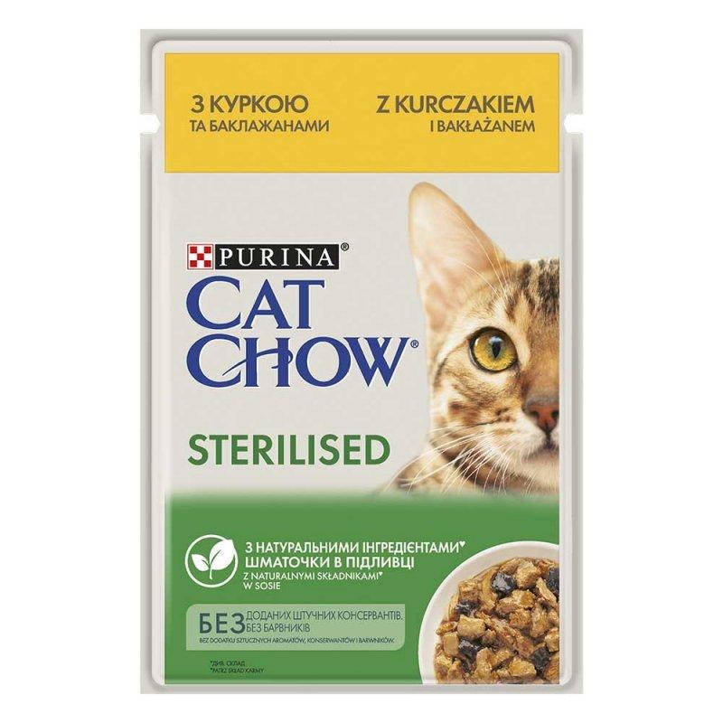 

Cat Chow Sterilised консервы Кэт Чау с курицей и баклажаном в желе для стерилизованных кошек 85г