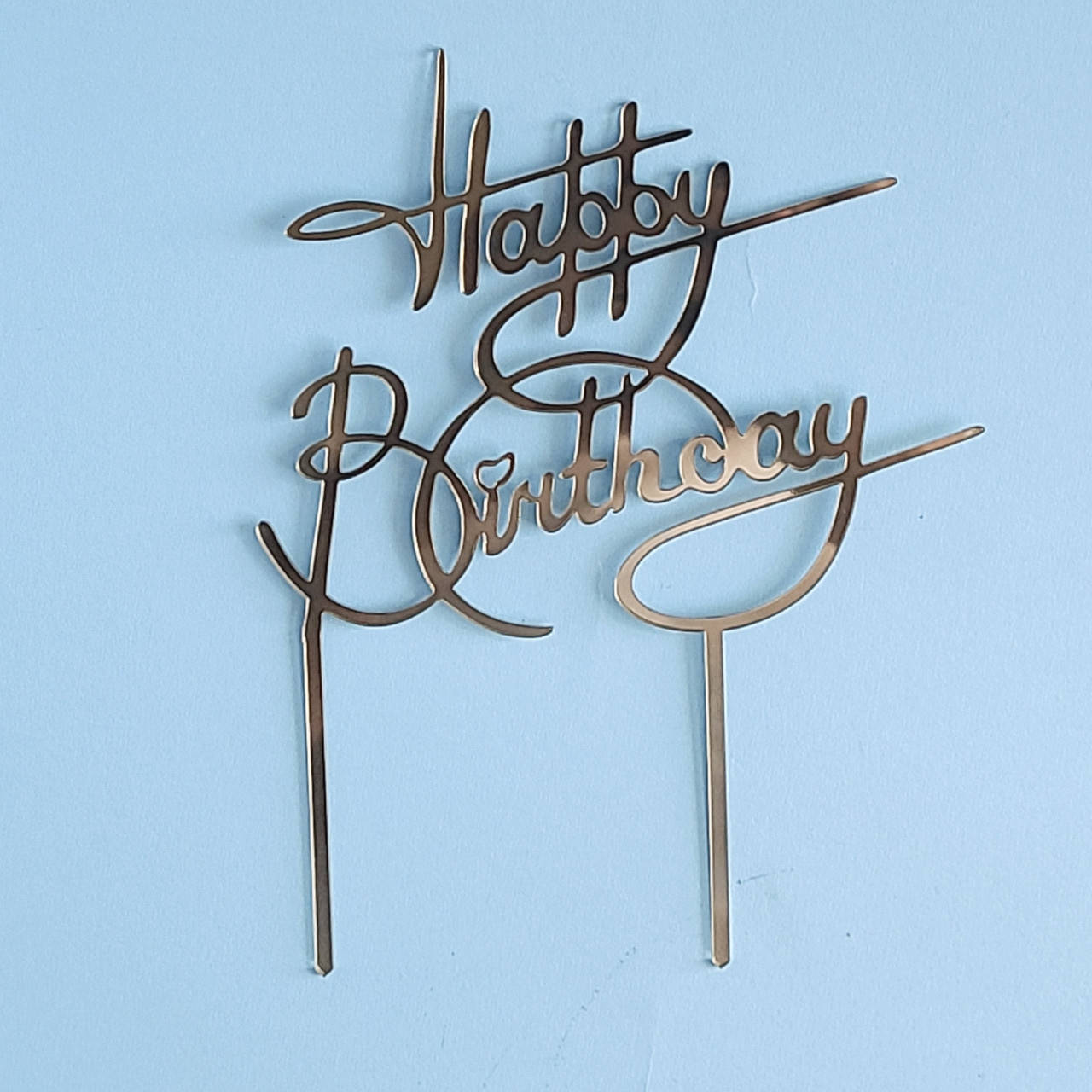 

Пластиковый топпер Happy birthday - золото