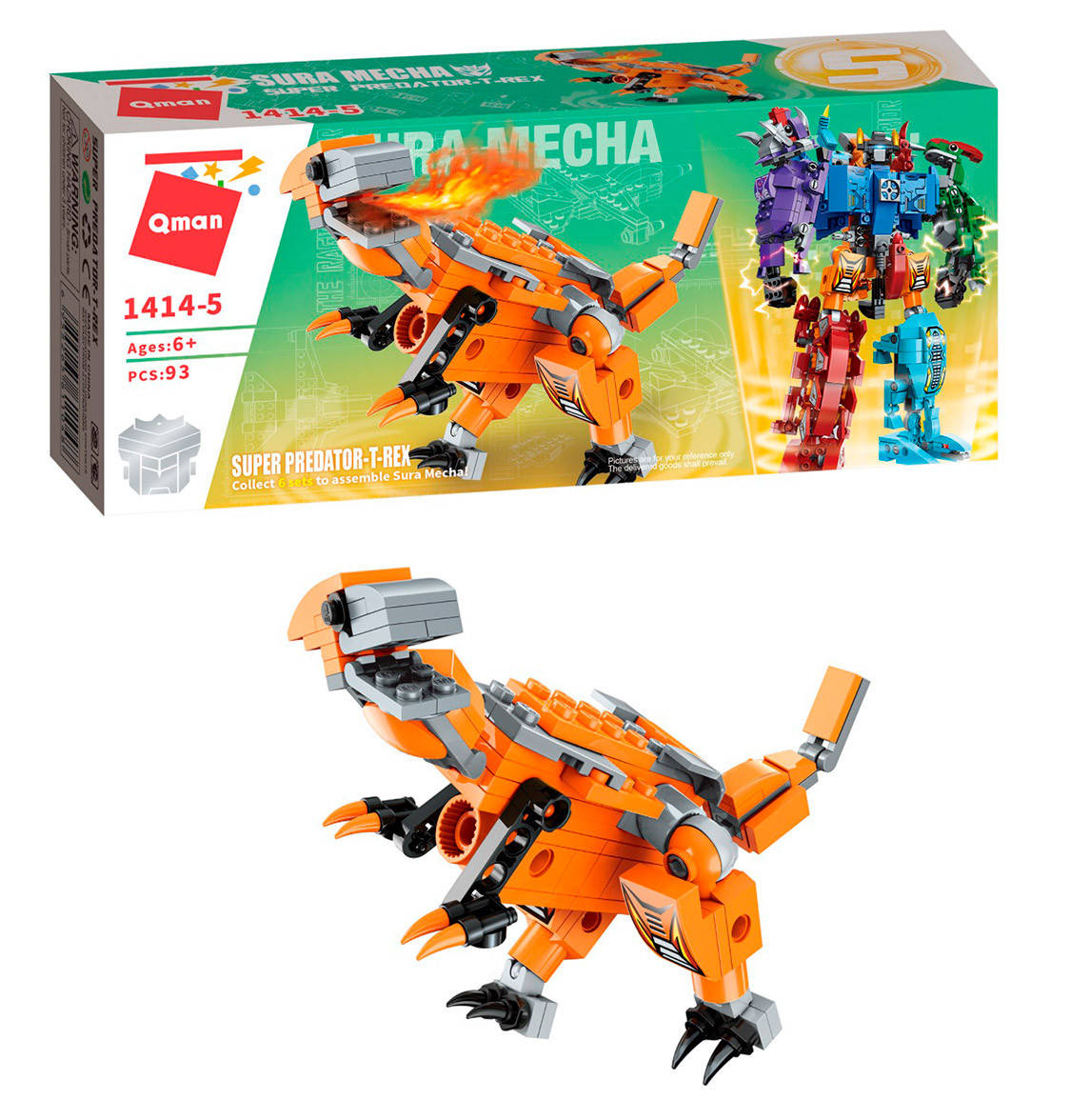 

Конструктор Qman T-Rex Sura Mecha Trans Collector 93 детали 1414-5, Разные цвета