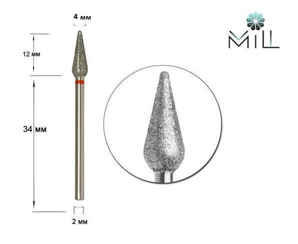

Насадка алмазная Капля крупная 4 мм красная Mill, Красный