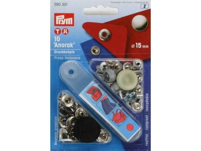 

Кнопки Анорак серебристые, 15 мм PRYM 390301