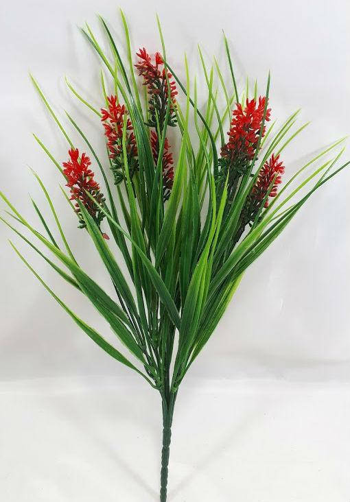 

Красный"колос" 33см,искусственный куст зелени из пластика