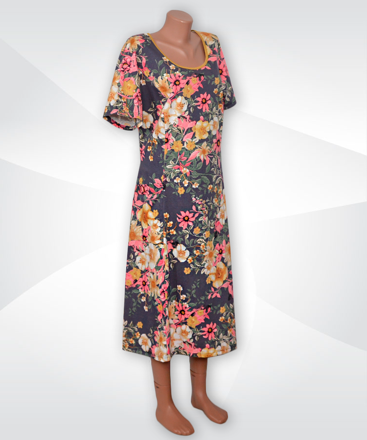 

Платье женское трикотажное c поясом и карманами 03624 Микс Батал коттон 56