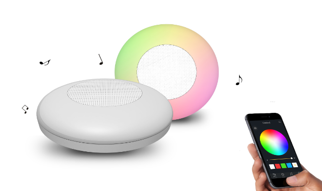 

Светильник RGB с Bluetooth колонкой (ЛЭД + RGB свет + музыка, управление смартфоном)