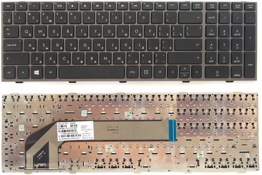 

Клавиатура HP Probook 4540S 4545S Серая Рамка, Черный