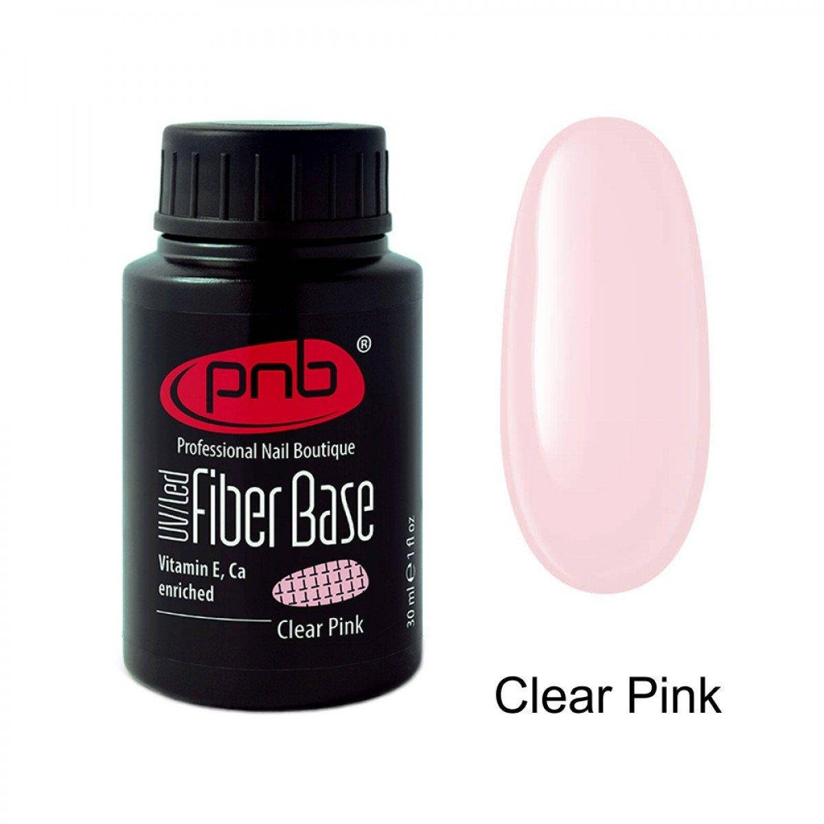 

База для гель-лака PNB UV/LED Fiber Base Clear Pink с нейлоновыми волокнами, 30 мл