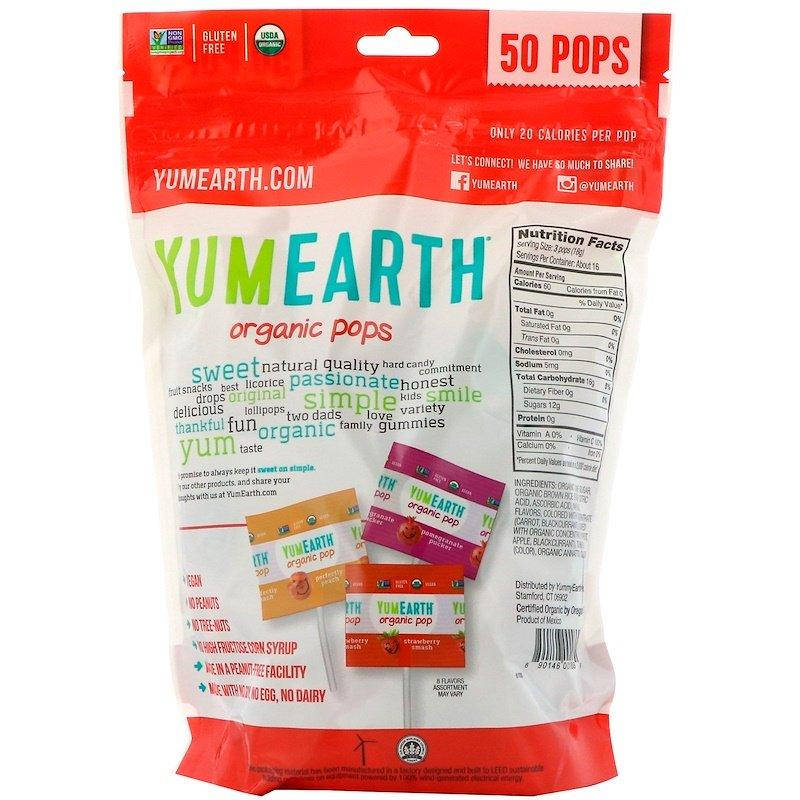 

Органические леденцы на палочке YumEarth, ассорти, 50 штук в упаковке