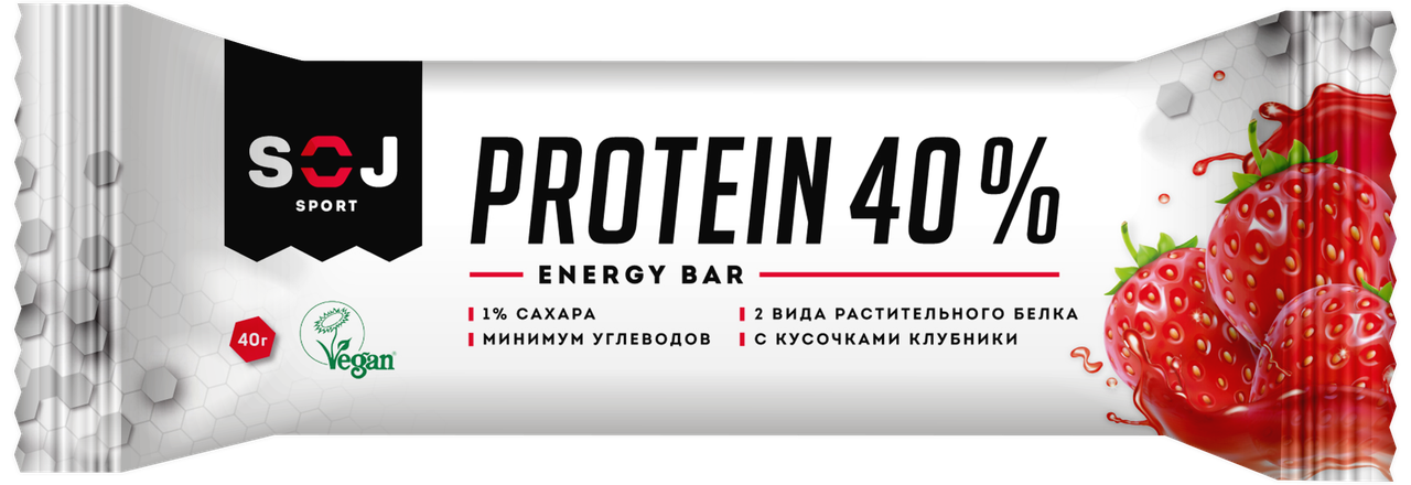 

Протеиновый батончик VEGAN SOJ SPORT Клубника (40 грамм)