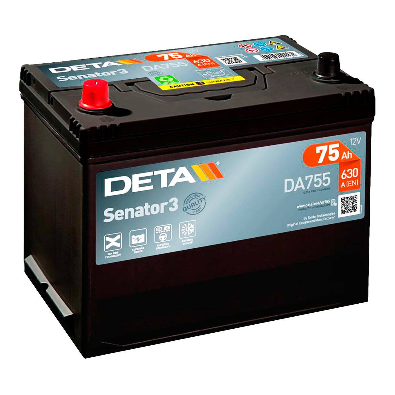 

Автомобильный аккумулятор DETA 6CT-75Аh Аз ASIA Senator 3 (DA755)