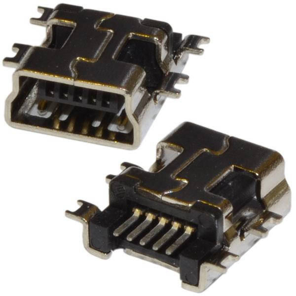 

Гнездо mini USB 5pin SMD фланцы посередине для установки в вырез