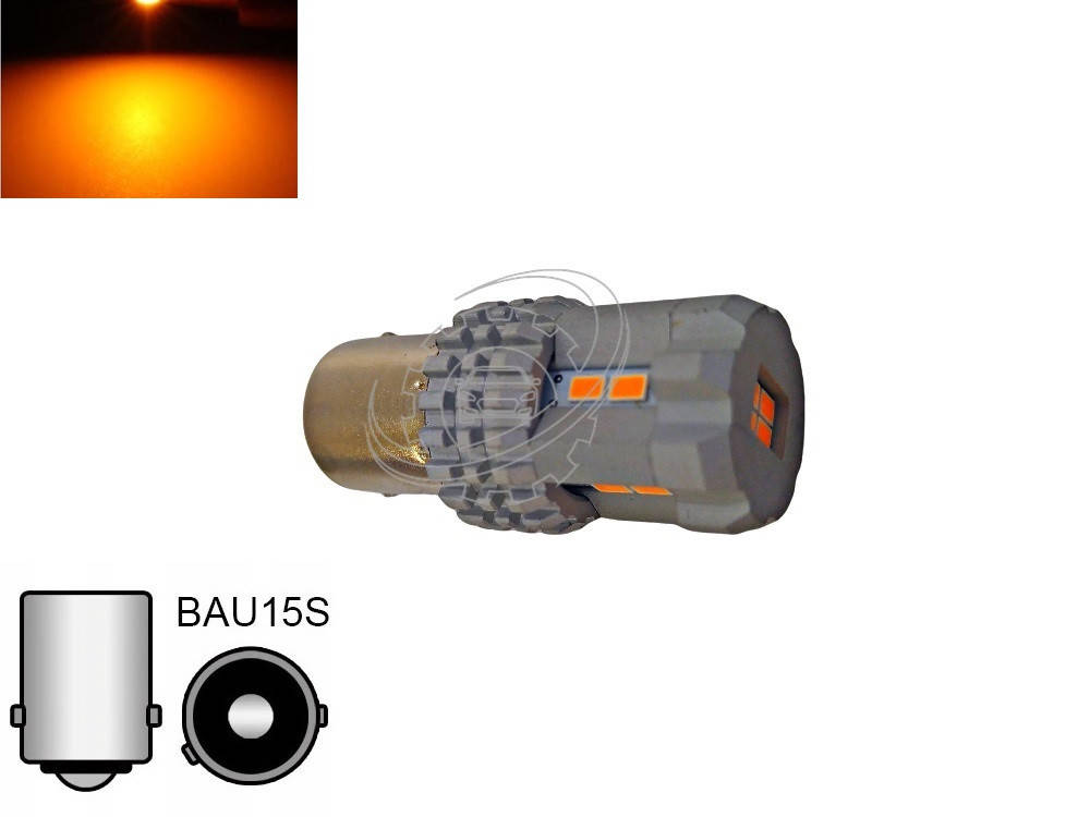 

Автолампа светодиодная LED, PY21W, BAU15S, 12 SMD 2030, 9-16В, Желтая