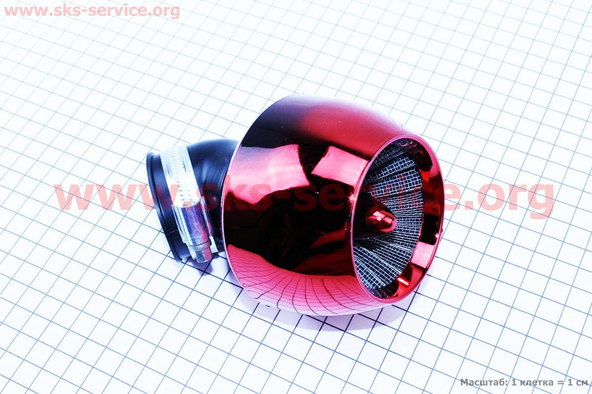 

Нулевой воздушный фильтр на мотоцикл 42мм 45град. "ТУРБИНА" красная